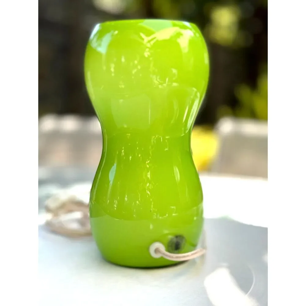 RARE VTG IKEA Kvintant Green Handmade Glass Hourglass Lamp Size 8.25